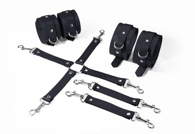 Набір для БДСМ 3 в 1 Feral Feelings BDSM Kit 3 Black, black, наручники, поножі, хрестовина SO8269 SafeYourLove