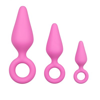 Набор анальных пробок Easytoys Pink Buttplugs With Pull Ring - Set ET213PNK фото