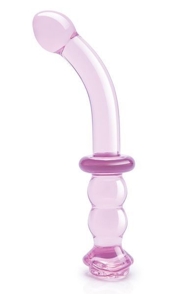 Изогнутый стеклянный розовый фаллоимитатор для точки G Dream Toys Glaze Glass с бутоном DT22121 фото