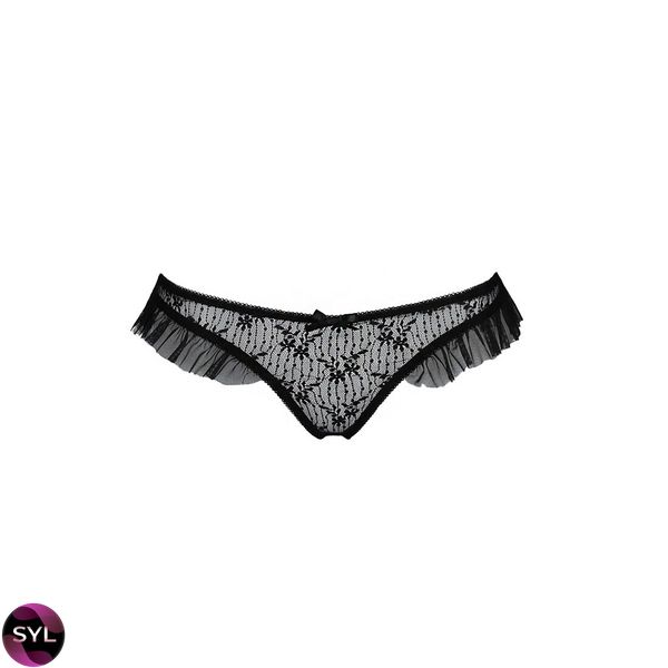 Трусики з оборками DONIA THONG black S / M - Passion Exclusive PS25902 SafeYourLove