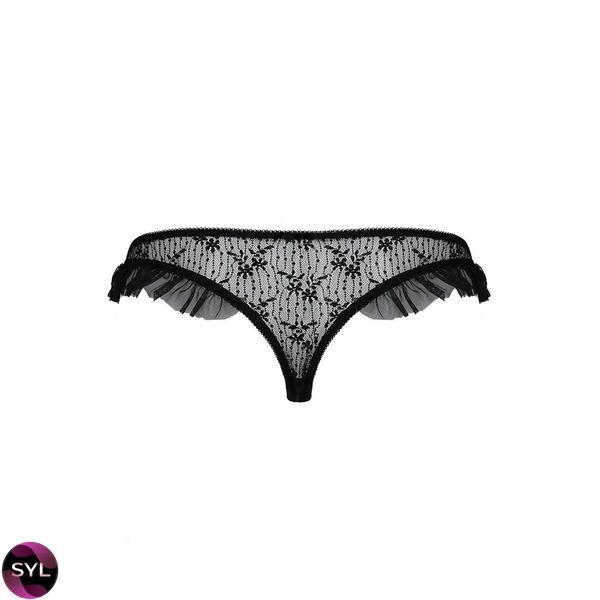 Трусики з оборками DONIA THONG black S / M - Passion Exclusive PS25902 SafeYourLove