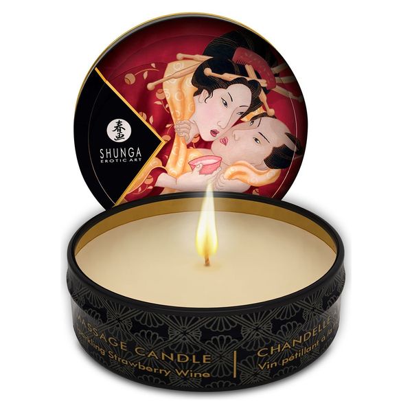 Массажная свеча Shunga Mini Massage Candle – Sparkling Strawberry Wine (30 мл) с афродизиаками SO2519 фото