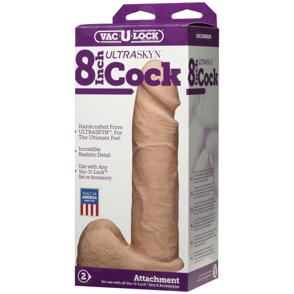 Фалоімітатор Doc Johnson Vac-U-Lock - 8 Inch ULTRASKYN Cock White, діаметр 5,1 см SO1561 SafeYourLove