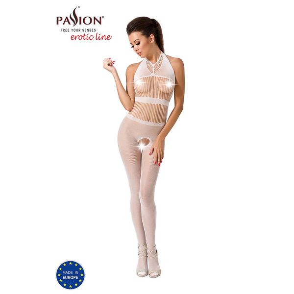 Бодистокинг Passion BS048 white, комбинезон, имитация колгот и открытого топа PBS048W фото