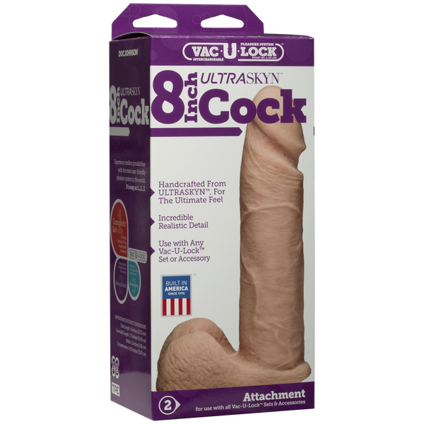 Фаллоимитатор Doc Johnson Vac-U-Lock - 8 Inch ULTRASKYN Cock White, диаметр 5,1см SO1561 фото