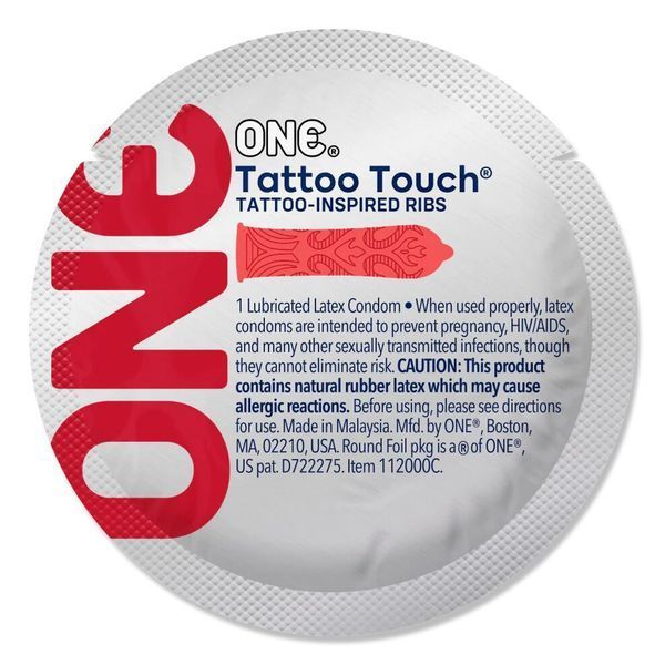 Набір презервативів ONE Tattoo Touch, 100 шт, з рельєфом у вигляді тату, 3 різновиди, паковання-тубус SX0734 SafeYourLove