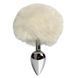 Anal plug ALUME, S, metallic silver with white fluff, 7 x 2.8 cm