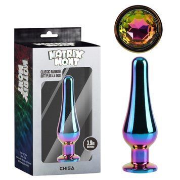 Klasyczny wielokolorowy korek analny CHISA MATRIX MONT z wielokolorowym kamieniem, 11,2 cm, &Phi;3,5 cm