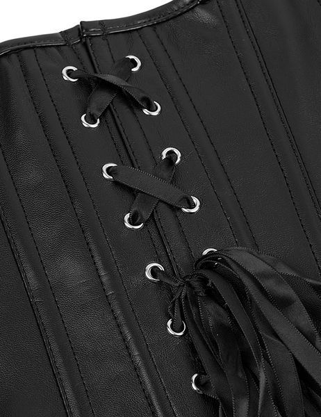 Star Night Sexy Leather Zipper Corset with Lace-Up, XS (without box), Black