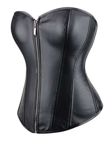 Star Night Sexy Leather Zipper Corset with Lace-Up, XS (without box), Black