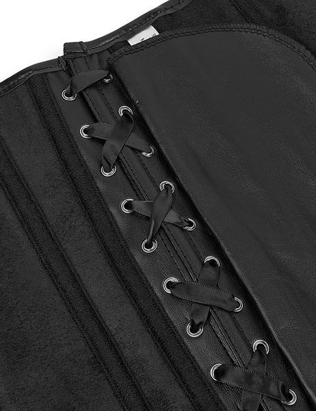 Star Night Sexy Leather Zipper Corset with Lace-Up, XS (without box), Black