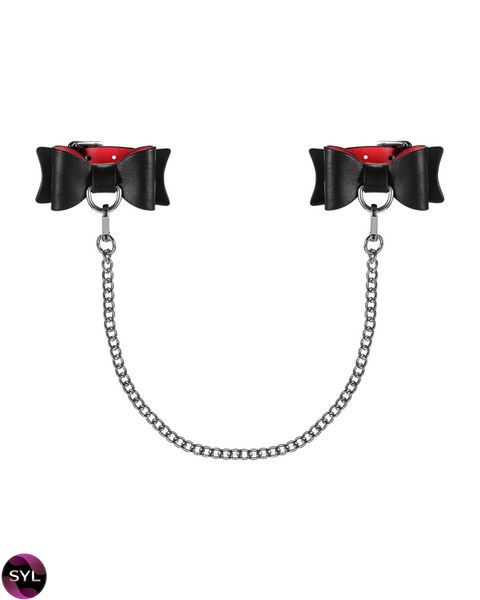Кожаные наручники-банты с длинной цепью Obsessive A745 cuffs SO7190 фото