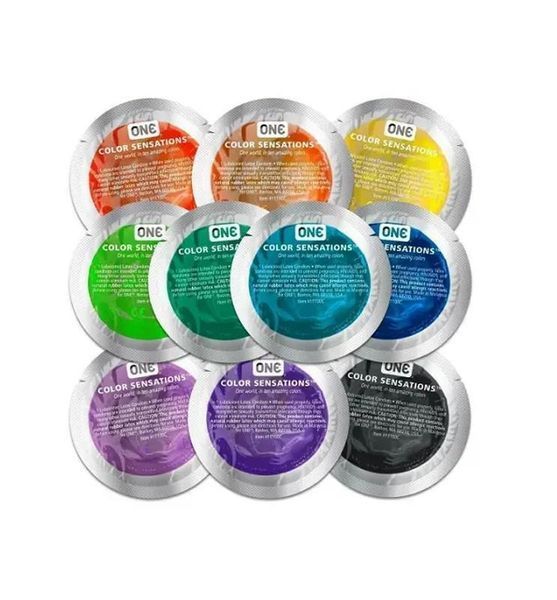 Set of One Color Sensation latex condoms with yellow silicone lubricant (price for 5 pcs.)