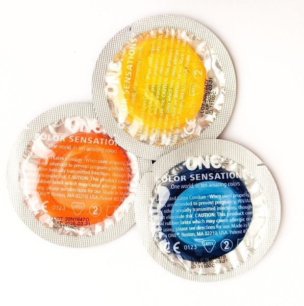 Set of One Color Sensation latex condoms with yellow silicone lubricant (price for 5 pcs.)