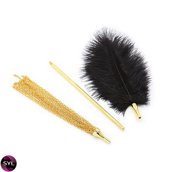 Перо для лоскотання з металевим батогом DS Fetish золото Whip Sex Feather 271600050 SafeYourLove