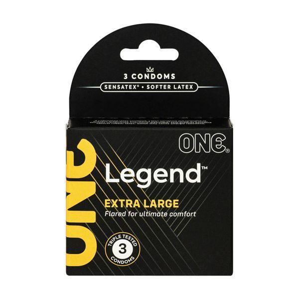 Презервативи ONE Legend XL, 3 шт, збільшений розмір, розширення на кінці, картонне паковання SX0781 фото Safeyourlove Презервативи ONE Legend XL, 3 шт, збільшений розмір, розширення на кінці, картонне паковання SX0781 SafeYourLove
