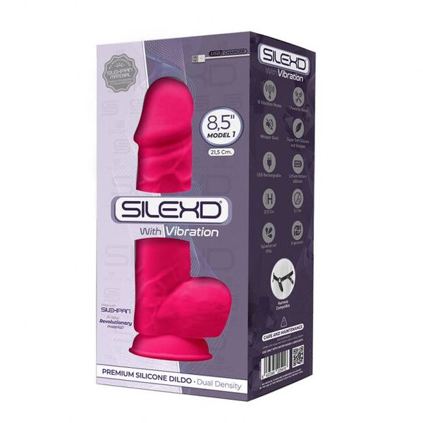 Фалоімітатор з вібрацією SilexD Norman Vibro Pink (MODEL 1 size 8,5in), двошаровий, діаметр 5 см SO5017 SafeYourLove