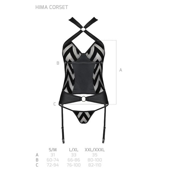 Сетчатый комплект с узором Passion Hima Corset black SO5349 фото