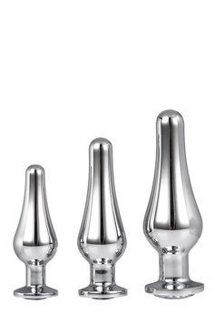 DT21874 набір анальних пробок конічної форми Dream Toys GLEAMING LOVE PLEASURE SET SILVER