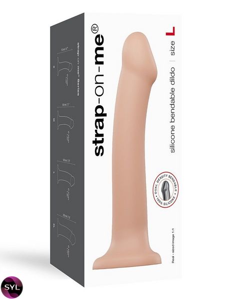 Насадка для страпону Strap-On-Me Dual Density Dildo Flesh L, діаметр 3,7 см, двошарова, гнучкий SO2355 SafeYourLove