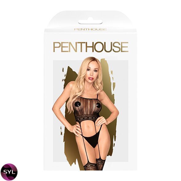 Бодістокінг з топом та панчохами на підв'язках Penthouse - Sex Dealer Black S/L SO4394 SafeYourLove