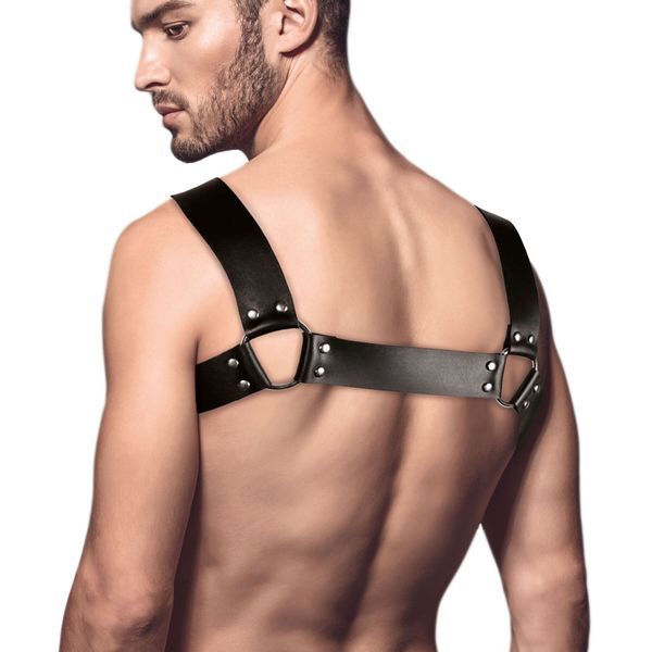 Feral Feelings Men's Genuine Leather Chest Harness - Bulldog Harness, color Black