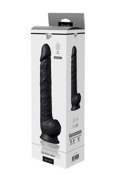 Фаллоимитатор гигантский реалистичный Dreamtoys Real Love на присоске с мошонкой, черный DT102110 фото