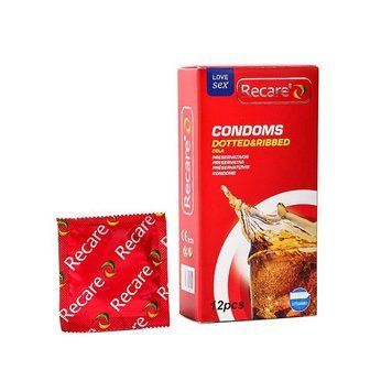 Презервативи Recare Cola Dotted&Ribbed Condoms 12 шт, з пухирцями та ребрами, аромат: Кола SX3324 SafeYourLove