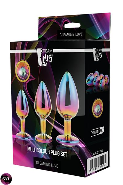 Набір райдужних анальних пробок GLEAMING LOVE MULTICOLOUR PLUG SET, Радужный DT21784 SafeYourLove