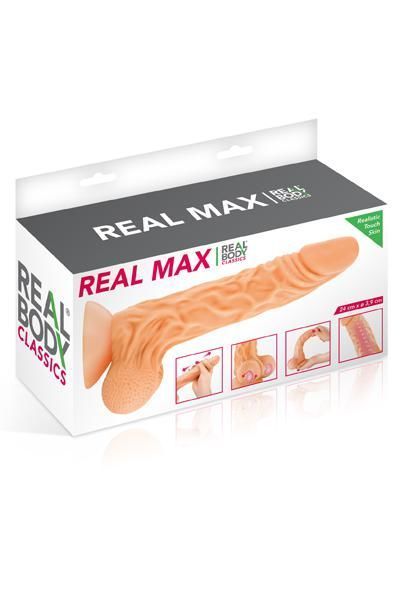 Фалоімітатор із рухомою крайньою плоттю Real Body — Real Max, діаметр 4,3 см, TPE SO1890 SafeYourLove