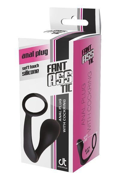 Анальная пробка с эррекционным кольцом FANTASSTIC ANAL PLUG WITH COCKRING BLACK DT22003 фото