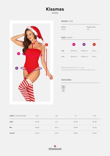 Body Obsessive Kissmas teddy red L/XL (crumpled packaging!!!)
