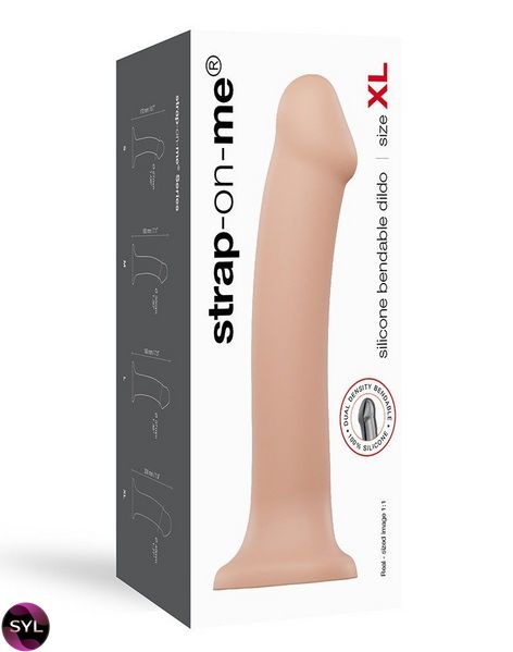 Насадка для страпону Strap-On-Me Dual Density Dildo Flesh XL, діаметр 4,5 см, двошарова, гнучка SO2356 SafeYourLove