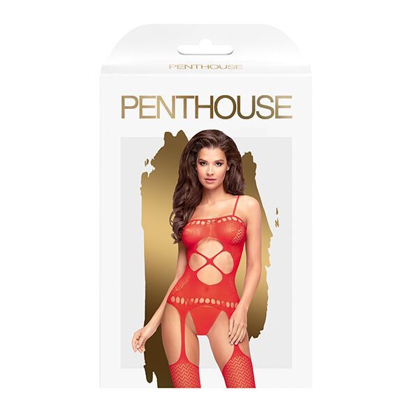 Бодістокінг з вирізом на животику Penthouse - Hot Nightfall Red S/L SO4395 SafeYourLove