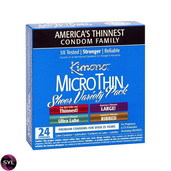 Упаковка презервативів 24шт Kimono MicroThin Sheer Variety Pack UCIU000178 SafeYourLove