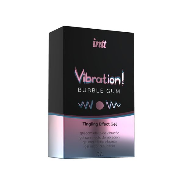 Wibrator w płynie Intt Vibration Bubble Gum (15 ml), gęsty żel, bardzo smaczny, utrzymuje się do 30 minut