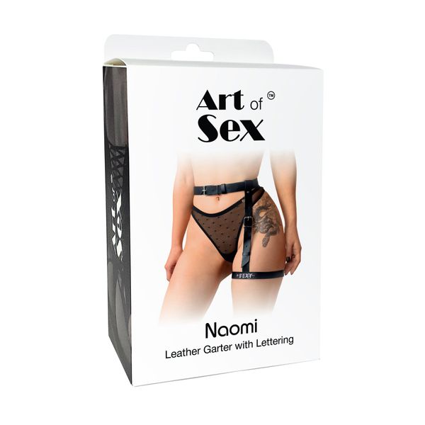 Гартер на ногу Art of Sex - Naomi з написом SEXY, натуральна шкіра, колір рожевий SO7511 SafeYourLove