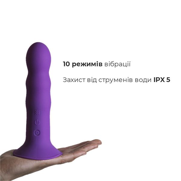 Двошаровий ділдо з вібрацією Adrien Lastic Hitsens 3 Purple, відмінно для страпона, діаметр 4 см, до SO5053 SafeYourLove