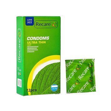 Презервативи Ultra Thin Mint Condoms Recare 12 шт, ультратонкі, аромат: м'ята SX3326 SafeYourLove