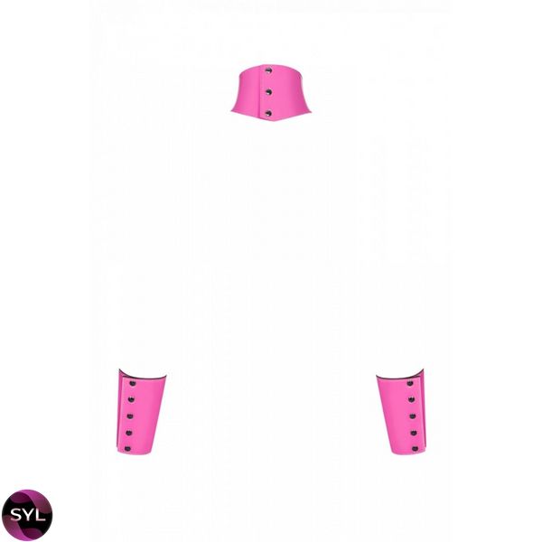 Комплект чокер с наручниками Obsessive Lollypopy Cuffs One Size Розовые 411032 фото