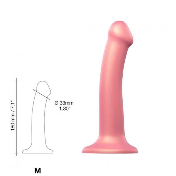 Насадка для страпону Strap-On-Me Mono Density Dildo Rose M, діам. 3,3 см, одношаровий силікон, гнучк SO3568 SafeYourLove