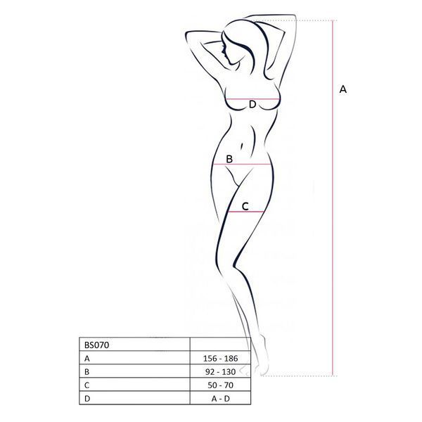 Bodystocking Passion BS070 czerwony, kombinezon, imitacja pończoch i ażurowy top