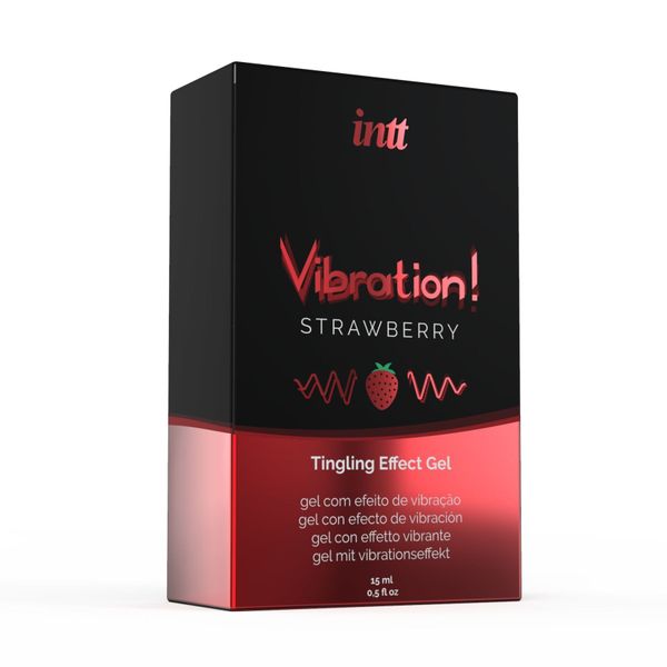 Wibrator w płynie Intt Vibration Strawberry (15 ml), gęsty żel, bardzo smaczny, utrzymuje się do 30 minut