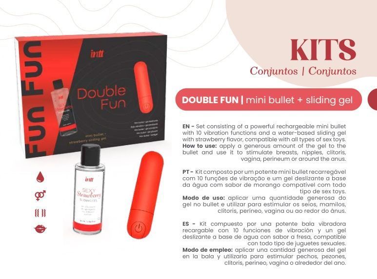 Zestaw do gry wstępnej INTT Double Fun w kolorze czerwonym z wibratorem i lubrykantem