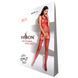 Bodystocking Passion BS070 czerwony, kombinezon, imitacja pończoch i ażurowy top