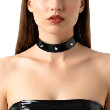 Лакований чокер з шипами Art of Sex - Mistress, колір чорний, розмір L SX3818 SafeYourLove