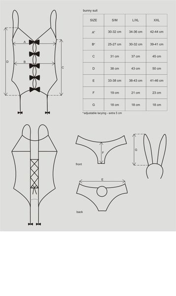 Obsessive Bunny suit erotic costume 4 pcs costume, top with garters, tr, Pink, S/M