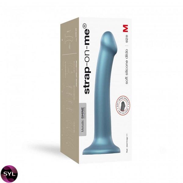 Насадка для страпону Strap-On-Me Mono Density Dildo M Blue, діам. 3,3 см, одношаровий силікон, гнучк SO3569 SafeYourLove