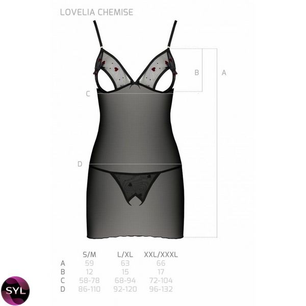 Сорочка з вирізами на грудях + стрінги LOVELIA CHEMISE black - Passion SO4759 SafeYourLove