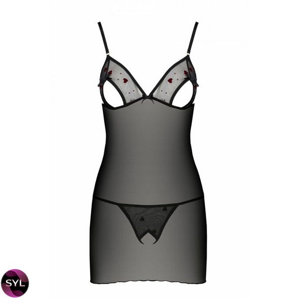 Сорочка з вирізами на грудях + стрінги LOVELIA CHEMISE black - Passion SO4759 SafeYourLove